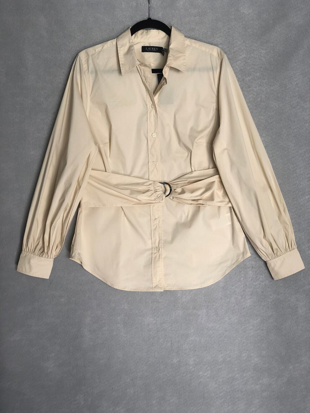 Lauren Ralph Lauren Sarill Long Sleeve Shirt Ivory Beige Women's XL NEW